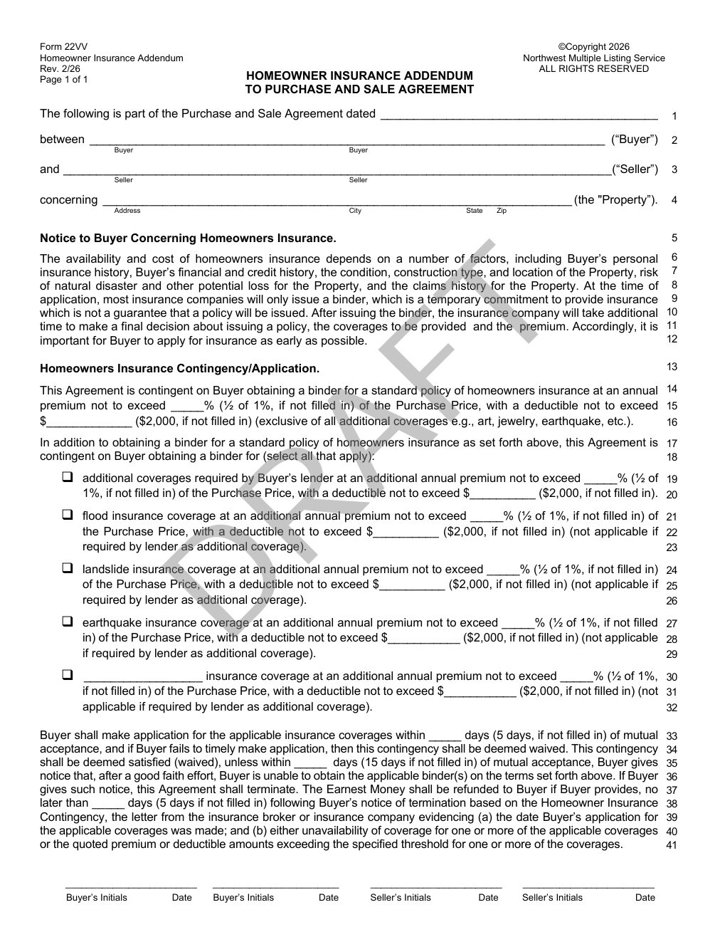 Sample of the NWMLS 22VV